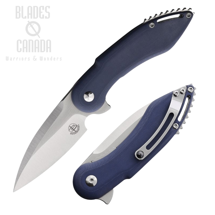 Begg Knives Mini Glimpse Flipper Folding Knife, D2 Satin, G10 Blue, BG001